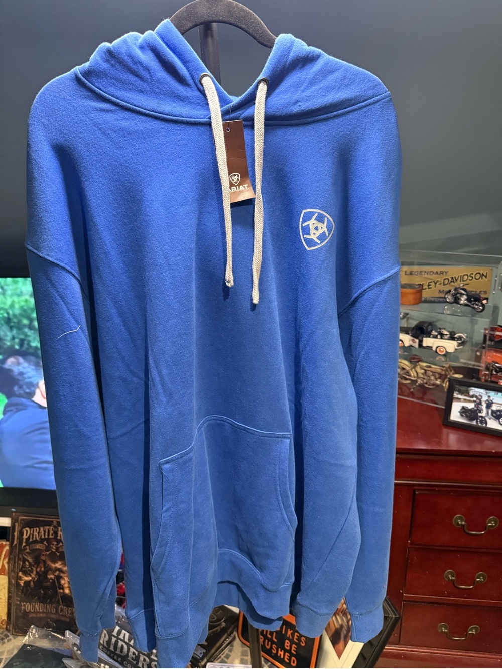 Ariat Men's Lightweight Logo Hoodie Sweatshirt  New Blue Size: XXL TALL